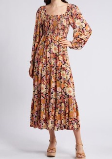 Rip Curl Mystic Floral Smocked Long Sleeve Maxi Dress