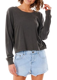 Rip Curl Plains Garment Dyed Cotton Top in Washed Black at Nordstrom