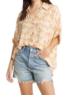 Rip Curl Surf Palm Print Button-Up Shirt in Sand at Nordstrom