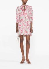 RIXO floral-print pleated mini dress