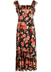 RIXO floral-print ruffled dress