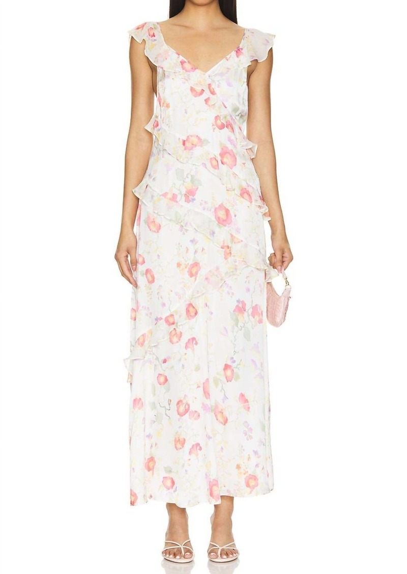 RIXO Gail Dress In Waterblossom Ivory