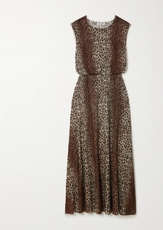 RIXO Gillie Leopard-print Silk-blend Midi Dress