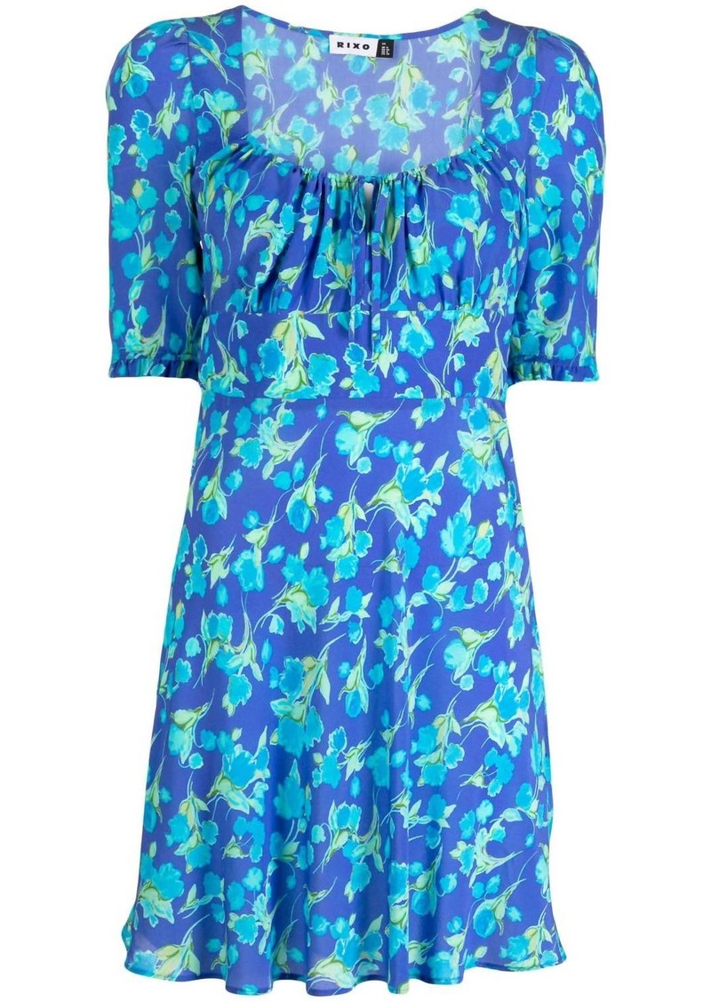 RIXO Lilita Mini Dress In Cobalt Blue