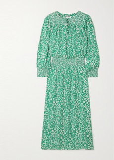 RIXO Marianna Shirred Floral-print Crepe Midi Dress