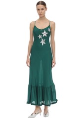 RIXO Odelia Embellished Satin Midi Dress
