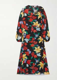 RIXO Pia Belted Floral-print Chiffon Midi Dress