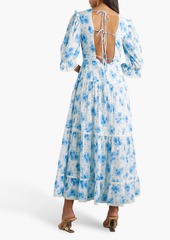 RIXO - Adelaide tiered floral-print Swiss-dot cotton midi dress - Blue - UK 6