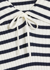 RIXO - Antibes striped ribbed-knit midi dress - White - UK 10