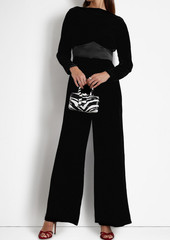 RIXO - Satin-trimmed draped velvet wide-leg jumpsuit - Black - UK 6