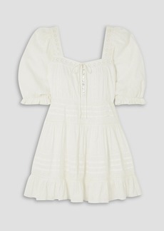 RIXO - Solana crochet-trimmed Swiss-dot cotton mini dress - White - UK 6
