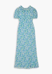 RIXO - Deia ruffled floral-print voile midi dress - Blue - UK 14