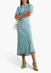 RIXO - Deia ruffled floral-print voile midi dress - Blue - UK 14