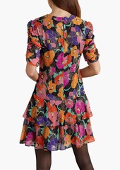 RIXO - Dion glittered floral-print georgette mini dress - Black - UK 6