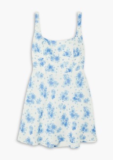 RIXO - Ronan floral-print linen-blend mini dress - Blue - UK 8