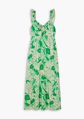 RIXO - Cecile ruffled printed woven midi dress - Green - UK 10