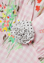 RIXO - Gem crochet-trimmed printed crepe maxi dress - Pink - UK 8