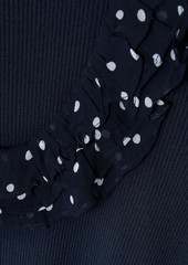 RIXO - Giuliana crepe-trimmed ruffled ribbed-knit maxi dress - Blue - UK 10