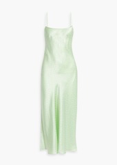 RIXO - Holly polka-dot silk-satin jacquard midi slip dress - Green - UK 10