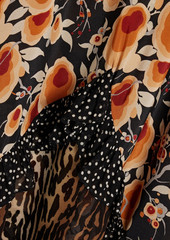 RIXO - Jaida ruffled printed silk-chiffon midi dress - Brown - UK 6