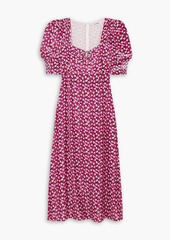 RIXO - Karen embellished floral-print velvet midi dress - Pink - UK 6