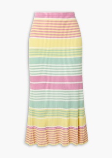 RIXO - Kelly striped ribbed-knit midi skirt - Yellow - UK 6
