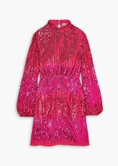RIXO - Lara cutout velvet-trimmed sequined crepe mini dress - Pink - UK 6