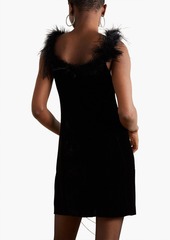 RIXO - Lena feather-trimmed velvet mini dress - Black - UK 6
