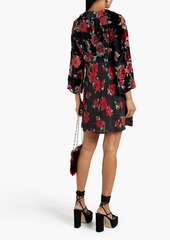 RIXO - Malibu floral-print silk-blend devoré-velvet and crepe de chine mini dress - Black - UK 6