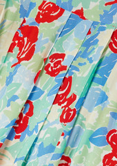 RIXO - Nancy pleated floral-print voile midi skirt - Green - UK 8