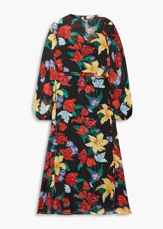 RIXO - Pia belted floral-print chiffon midi dress - Black - UK 16