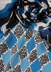 RIXO - Jeanie floral-appliquéd printed crepe midi dress - Blue - UK 6