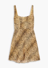RIXO - Ronan tiger-print silk crepe de chine mini dress - Yellow - UK 18
