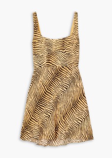 RIXO - Ronan tiger-print silk crepe de chine mini dress - Yellow - UK 6