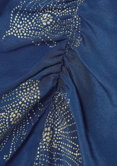 RIXO - Rose cutout ruffled glittered silk-crepe midi dress - Blue - UK 8