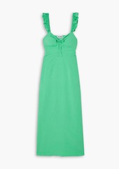 RIXO - Cecile ruffled woven midi dress - Green - UK 6