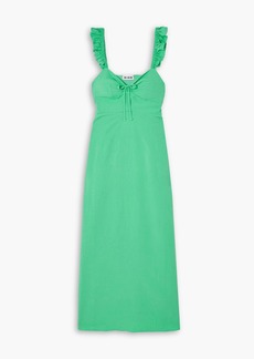 RIXO - Cecile belted ruffled woven midi dress - Green - UK 6