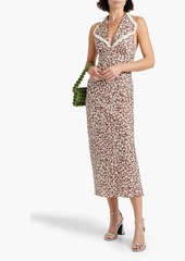 RIXO - Sabrina floral-print cotton and linen-blend halterneck midi dress - Brown - UK 14