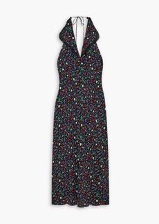 RIXO - Sabrina ruffled printed voile halterneck maxi dress - Black - UK 16