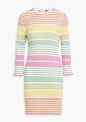 RIXO - Striped ribbed-knit mini dress - Yellow - UK 6