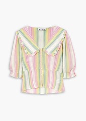 RIXO - Tuscany striped cotton blouse - Pink - UK 12