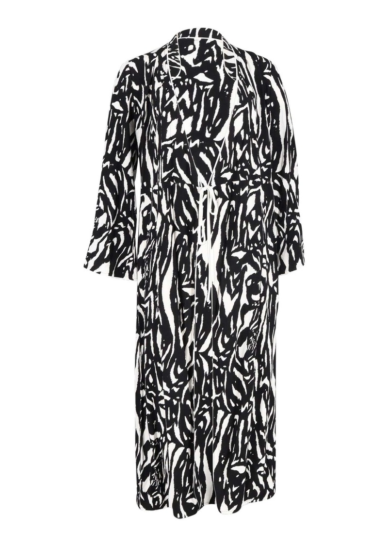 Rixo Cindy Zebra-Print Wrap Midi Dress in Multicolor Viscose