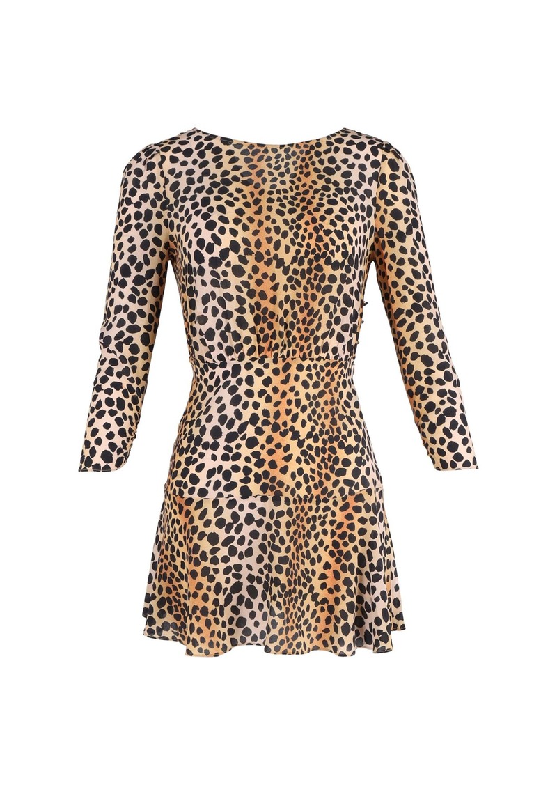 Rixo Mini Dress in Animal Print Silk