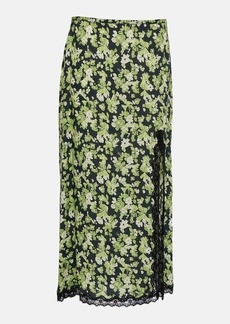 Rixo Sibilla floral lace-trimmed midi skirt