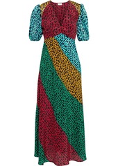 Rixo Woman Amber Paneled Printed Silk Crepe De Chine Midi Dress Multicolor