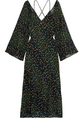 Rixo Woman Linda Open-back Floral-print Silk-chiffon Midi Dress Black