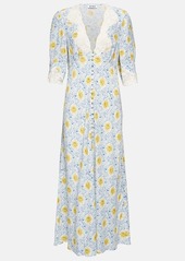 Rixo Simone lace-trimmed printed midi dress