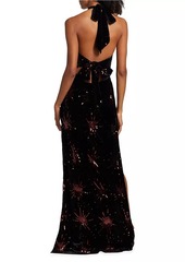 RIXO Starburst Sequin Velvet Gown