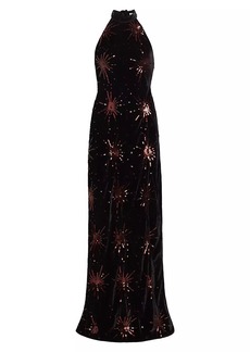 RIXO Starburst Sequin Velvet Gown