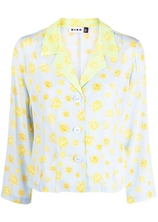 RIXO sun-motif silk shirt